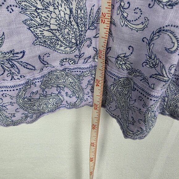 J. Jill Love Linen Purple Paisley Boho Popover Blouse Border Print Boxy Sz Med - Picture 7 of 7